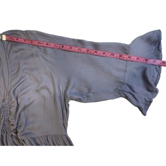 Torrid Tunic Top Womens Size 1 Gray Ruched Front Peplum Boho Flowy Rayon Blouse - Picture 9 of 10